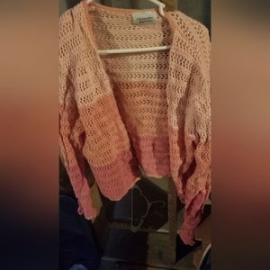 Pink and orange crochet cardigan sweater xl